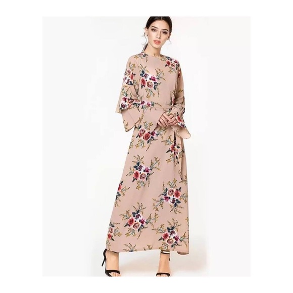 Nude Floral Dress - Picture 2 of 6